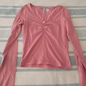 pink rosette h&m top